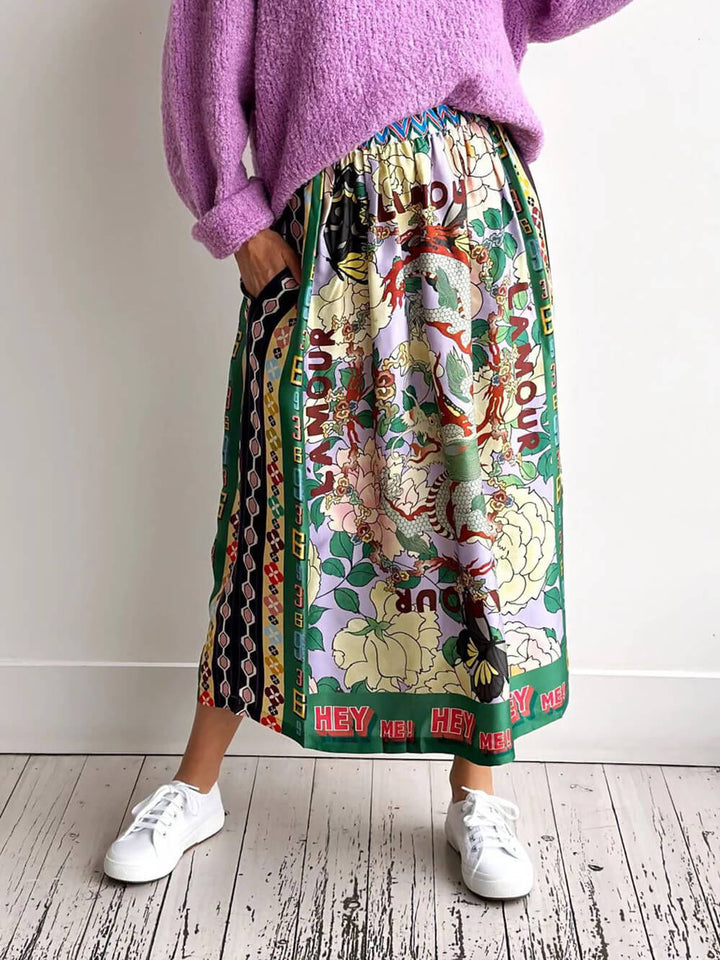 Maya™ - Ethnic Graffiti Print Skirt