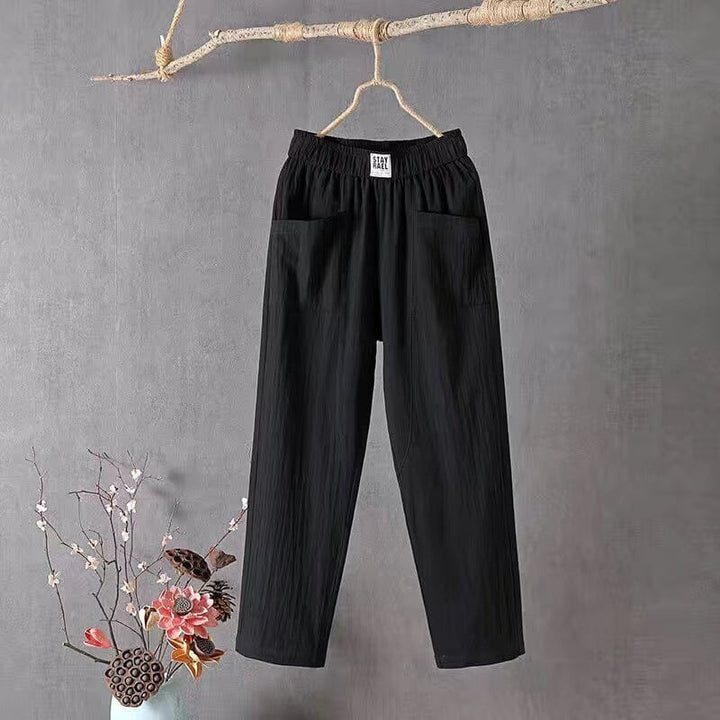 Casual Cotton Linen Trousers with Elasticated Waist