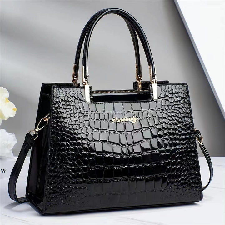 Reverie™ - Shiny Leather Handbag with Crocodile Pattern