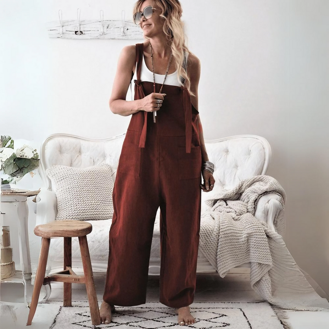 Scarlett - Casual Loose Solid Pockets Jumpsuit