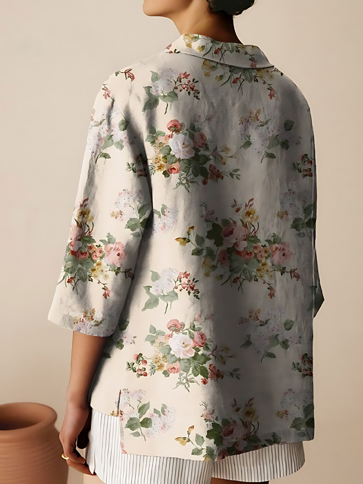 RUTH™ VINTAGE FLORAL ART PRINT 3/4 SLEEVE SHIRT
