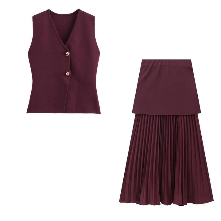 Poppy™ - Elegant Knitted 2-Piece Vest and Skirt Set