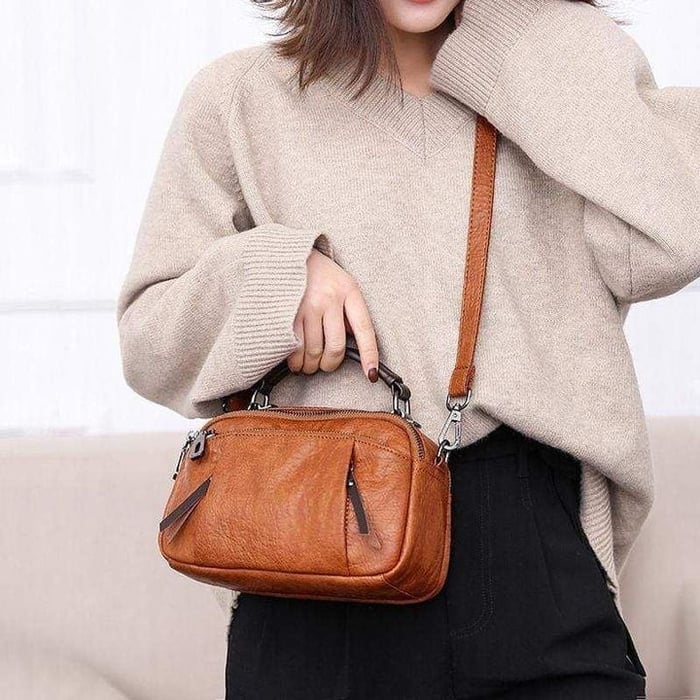 Handcrafted Soft Leather Bag with Multiple Pockets