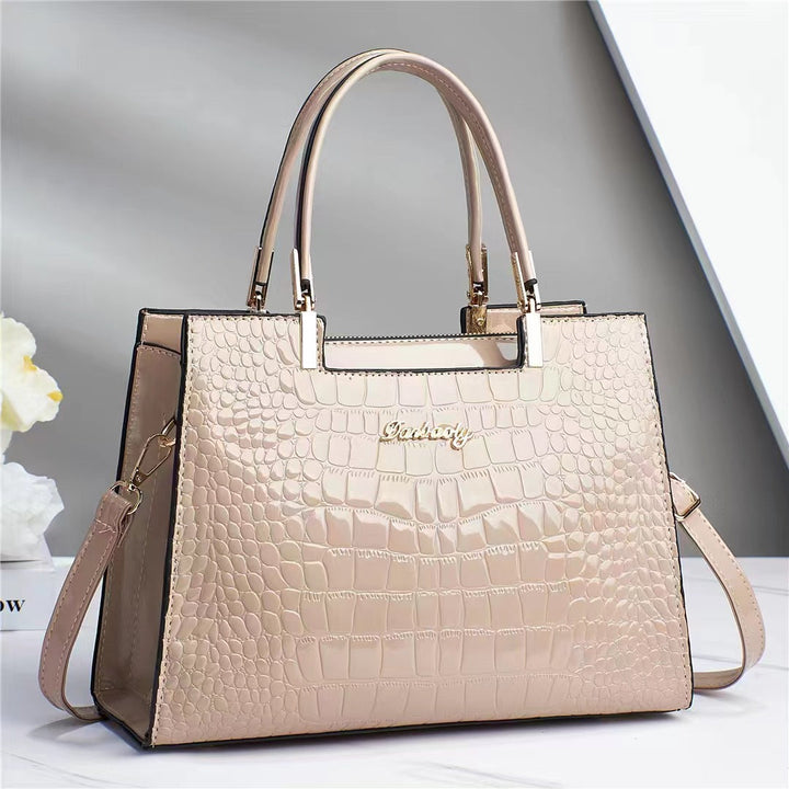 Reverie™ - Shiny Leather Handbag with Crocodile Pattern