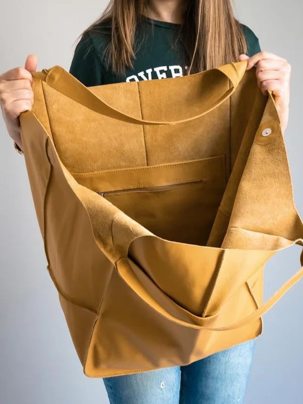 Carla™ - New oversized handcrafted handbag made from vegan leather