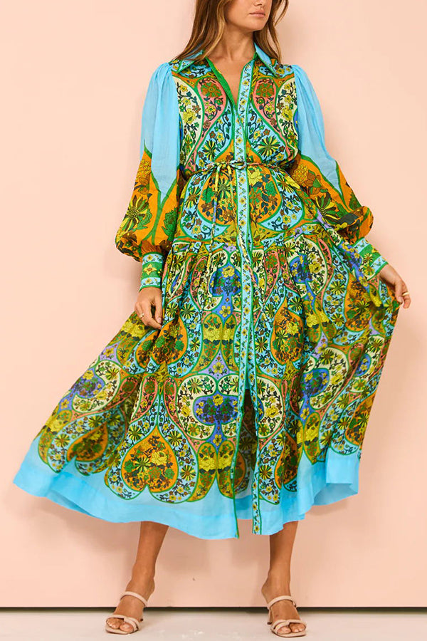 Skye™ - Butterfly Print Belted Midi Dress