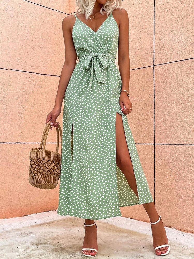 OLIVIA™ - BOHO V-NECK DRESS WITH DOTS